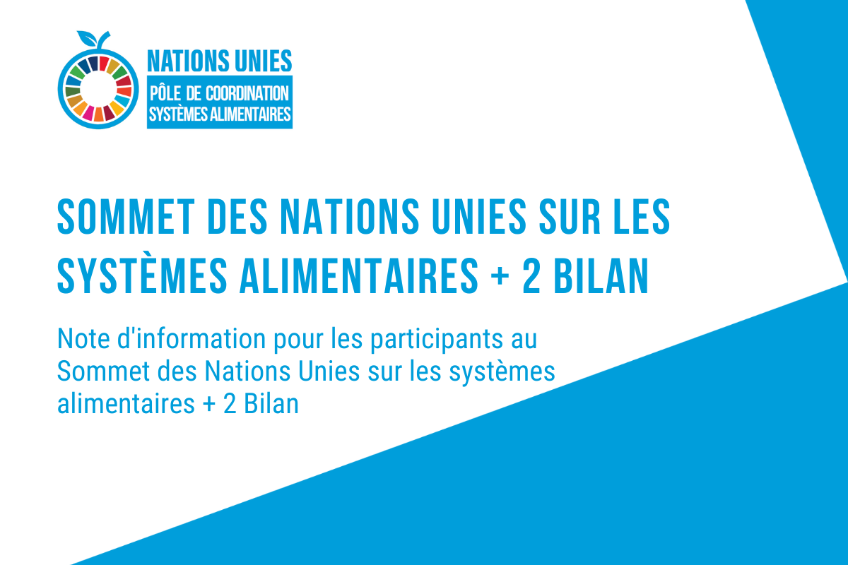 Note d'information pour les participants au Sommet des Nations Unies sur les systèmes ali-mentaires + 2 Bilan